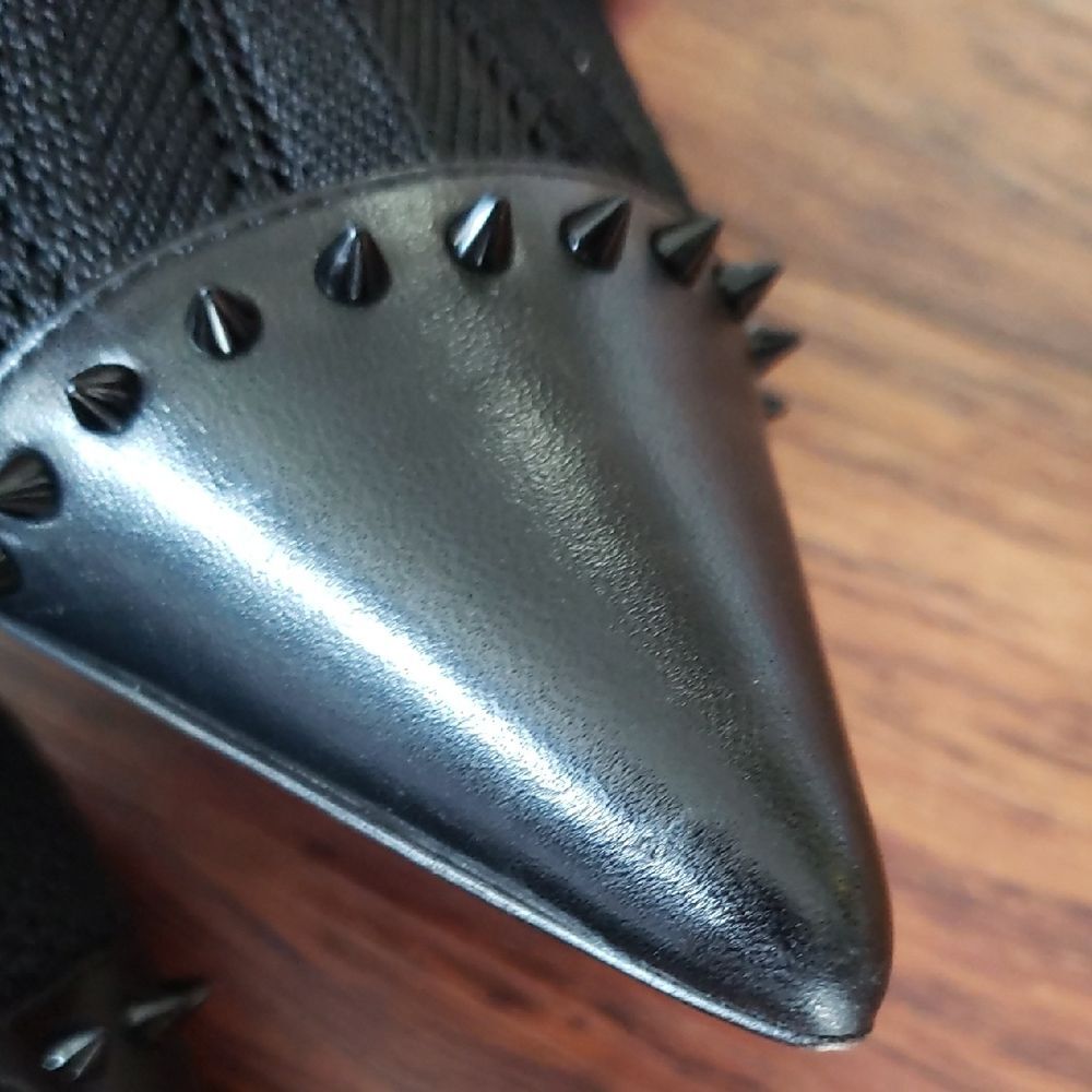 Christian Louboutin Black Studded Mesh Knee High Boots Size 38.5 - Picture 6 of 9